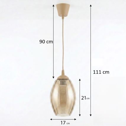 Brilagi - Κρεμαστό φωτιστικό LED σε καλώδιο RETRO GLASS 1xE27/60W/230V Ø 17 cm μπεζ/καπνιστό μπεζ