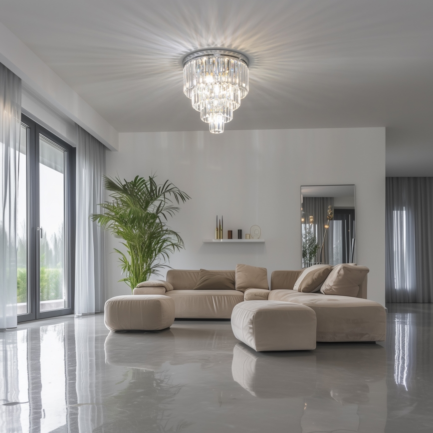 Brilagi - LED κρυστάλλινο φωτιστικό οροφής MOZART 5xE14/40W/230V διάμ. 40 cm γυαλιστερό χρώμιο