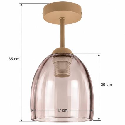BRILAGI - LED Επιφανειακό φωτιστικό οροφής RETRO GLASS 1xE27/60W/230V Ø 17 cm μπεζ/καπνιστό μπεζ