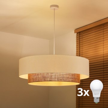 Brilagi - LED κρεμαστό φωτιστικό σε σχοινί σε στιλ BOHO 3xE27/15W/230V Ø 80 cm