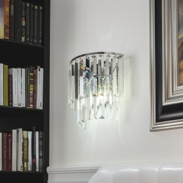 Brilagi - LED Κρυστάλλινο επιτοίχιο φωτιστικό MOZART 2xE14/40W/230V γυαλιστερό χρώμιο