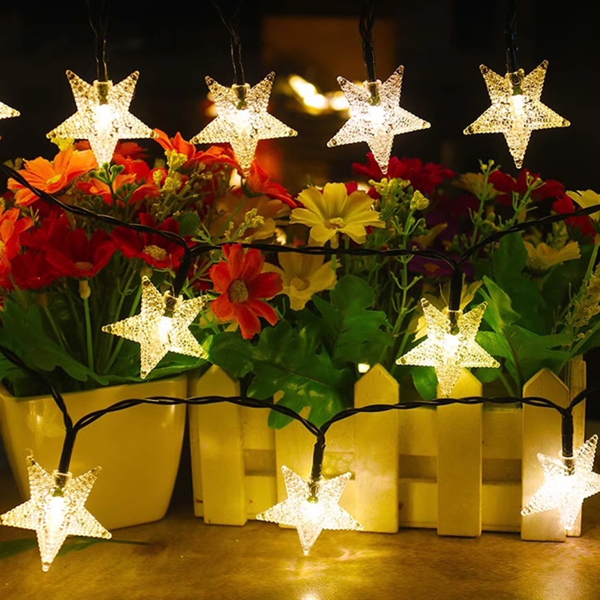 Brilagi - LED ηλιακή διακοσμητική αλυσίδα STARS 50xLED/8 λειτουργίες 7μ IP65 ζεστό λευκό 600 mAh