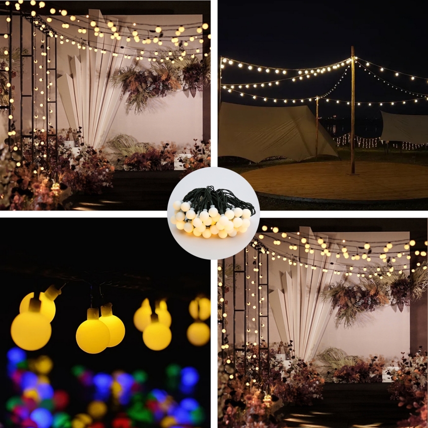 Brilagi - LED ηλιακή διακοσμητική γιρλάντα BUBBLE 50xLED/8 λειτουργίες 7m IP65 θερμό λευκό 600 mAh