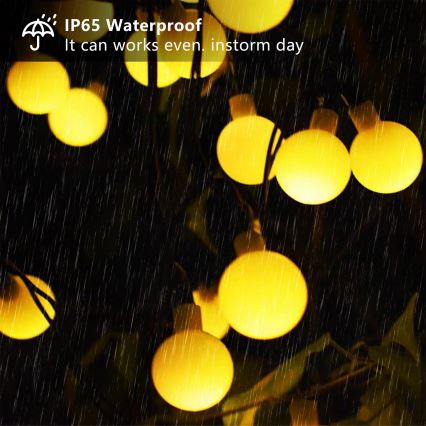 Brilagi - LED ηλιακή διακοσμητική γιρλάντα BUBBLE 50xLED/8 λειτουργίες 7m IP65 θερμό λευκό 600 mAh
