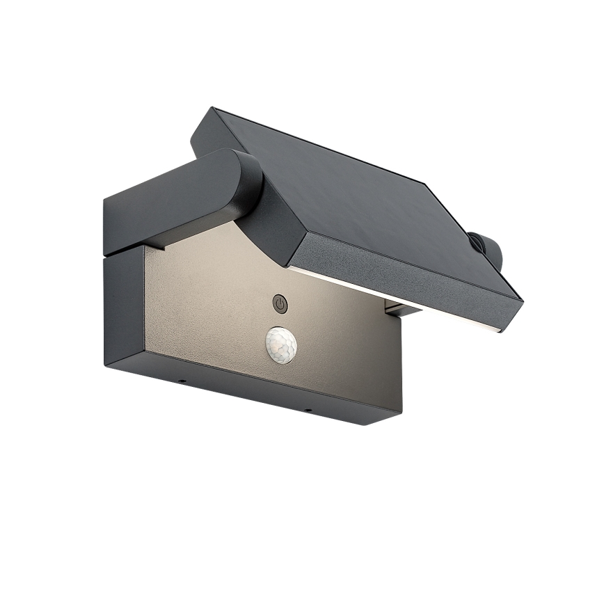 Brilagi - LED Ηλιακό Επιτοίχιο Φωτιστικό με Αισθητήρα Κίνησης και Λυκόφωτος ANKLE LED/10W/3,7V 3000 mAh 3000K IP65 ανθρακί