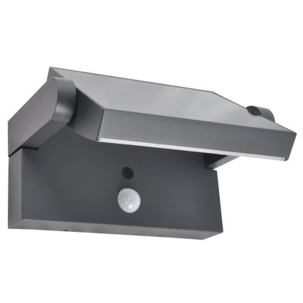 Brilagi - LED Ηλιακό Επιτοίχιο Φωτιστικό με Αισθητήρα Κίνησης και Λυκόφωτος ANKLE LED/10W/3,7V 3000 mAh 4000K IP65 ανθρακί