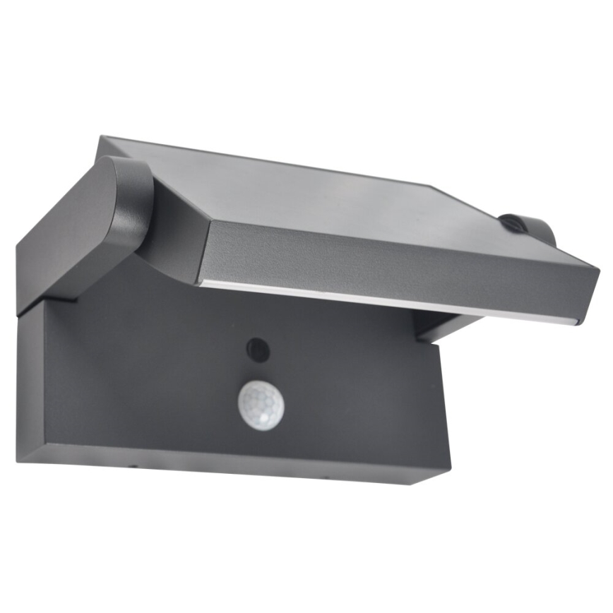 Brilagi - LED Ηλιακό Επιτοίχιο Φωτιστικό με Αισθητήρα Κίνησης και Λυκόφωτος ANKLE LED/10W/3,7V 3000 mAh 4000K IP65 ανθρακί