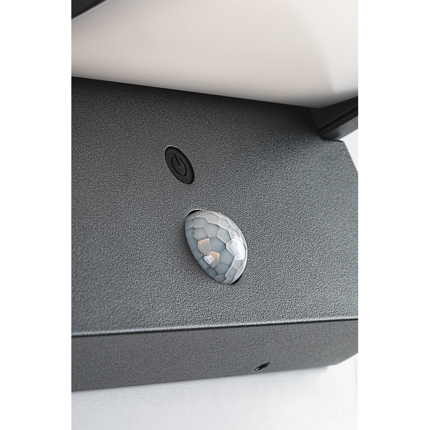 Brilagi - LED Ηλιακό Επιτοίχιο Φωτιστικό με Αισθητήρα Κίνησης και Λυκόφωτος ANKLE LED/10W/3,7V 3000 mAh 4000K IP65 ανθρακί