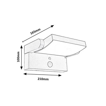 Brilagi - LED Ηλιακό Επιτοίχιο Φωτιστικό με Αισθητήρα Κίνησης και Λυκόφωτος ANKLE LED/10W/3,7V 3000 mAh 4000K IP65 ανθρακί