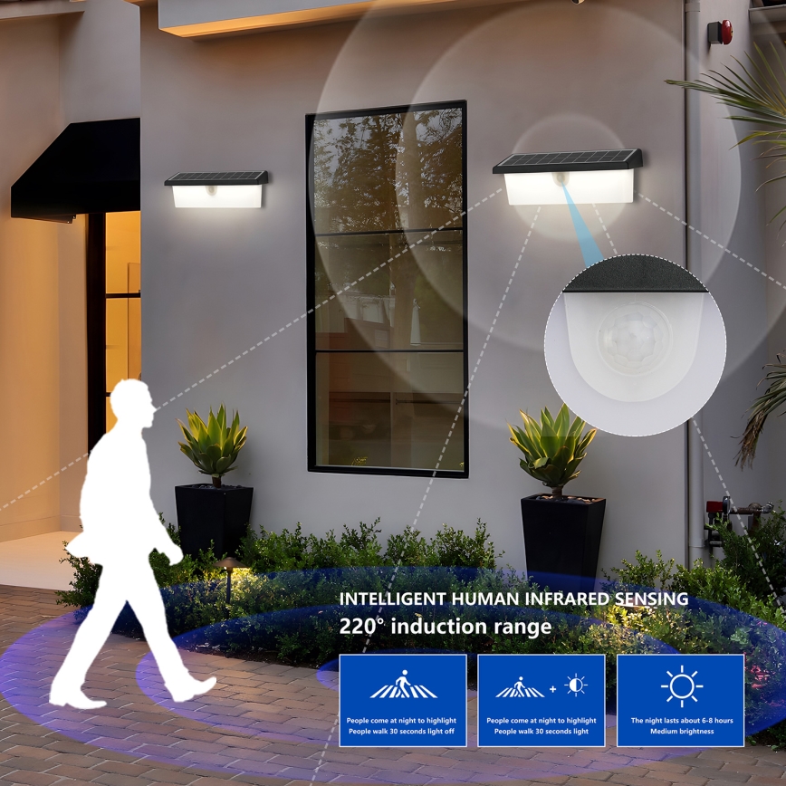 Brilagi - Ηλιακό επιτοίχιο φωτιστικό LED με αισθητήρα SUN RAY LED/6W/3,7V 2200 mAh IP44