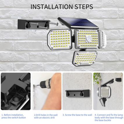 Brilagi - LED ηλιακό φωτιστικό τοίχου με αισθητήρα κίνησης και λυκόφως WALLIE LED/5W/5,5V 2400 mAh IP65