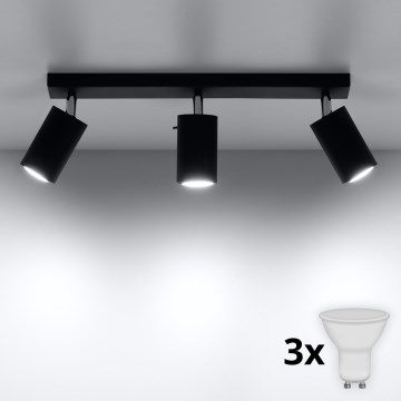 Brilagi -  LED Σποτ ASMUS 3xGU10/7W/230V μαύρο