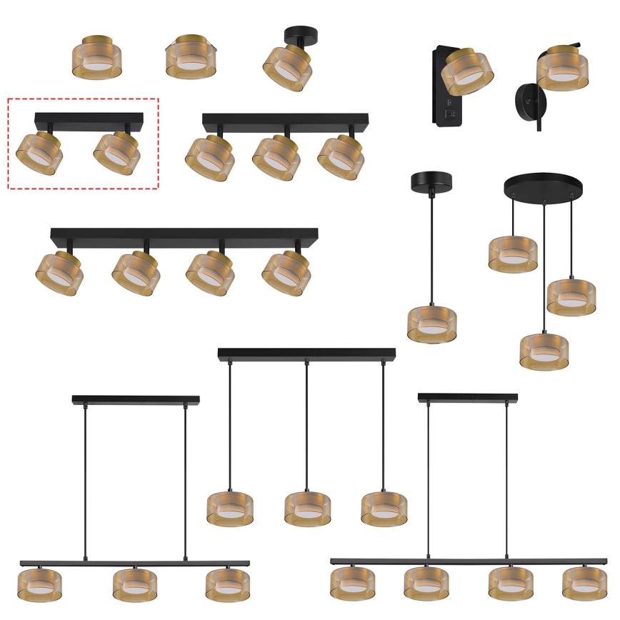 Brilagi - LED Σποτ φωτιστικό AURA LUX 2xGX53/30W/230V μαύρο/χρυσό