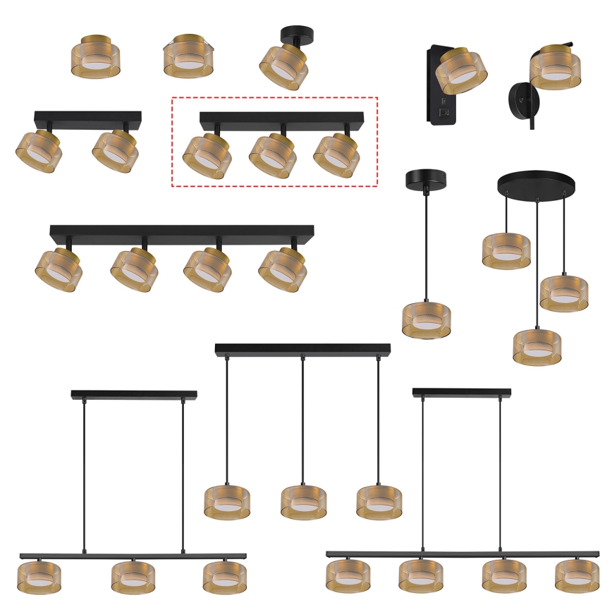 Brilagi - LED Σποτ φωτιστικό AURA LUX 3xGX53/30W/230V μαύρο/χρυσό