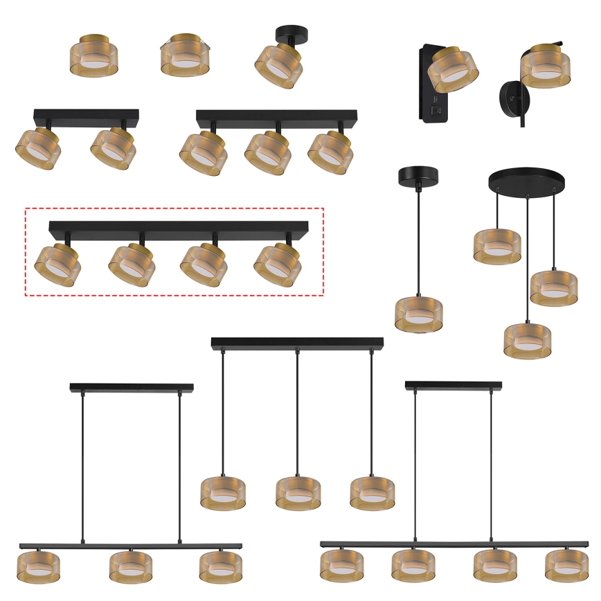 Brilagi - LED Σποτ φωτιστικό AURA LUX 4xGX53/30W/230V μαύρο/χρυσό