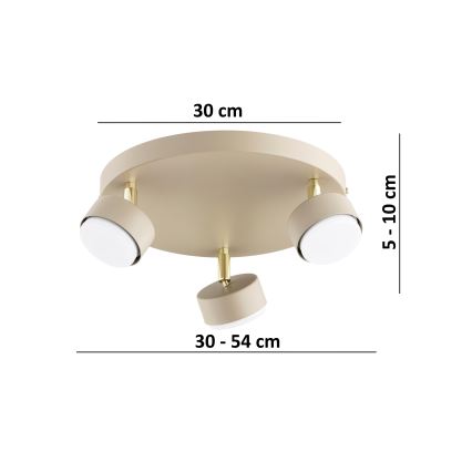 Brilagi - LED σποτ φωτιστικό MONO 3xGX53/30W/230V μπεζ/χρυσό