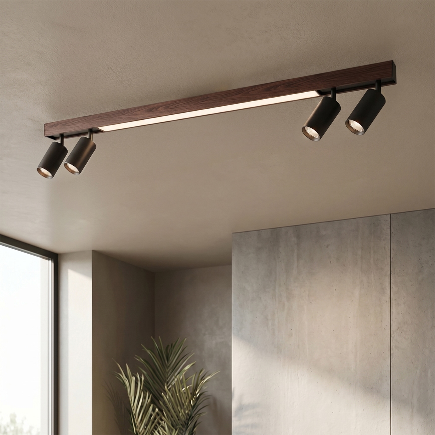 BRILAGI - LED σποτ φωτιστικό SELE 4xGU10/30W/230V + LED/25W μαύρο/ντεκόρ κερασιάς