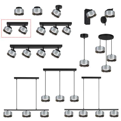 Brilagi - LED Σποτ οροφής AURA LUX 2xGX53/30W/230V μαύρο/καπνιστό