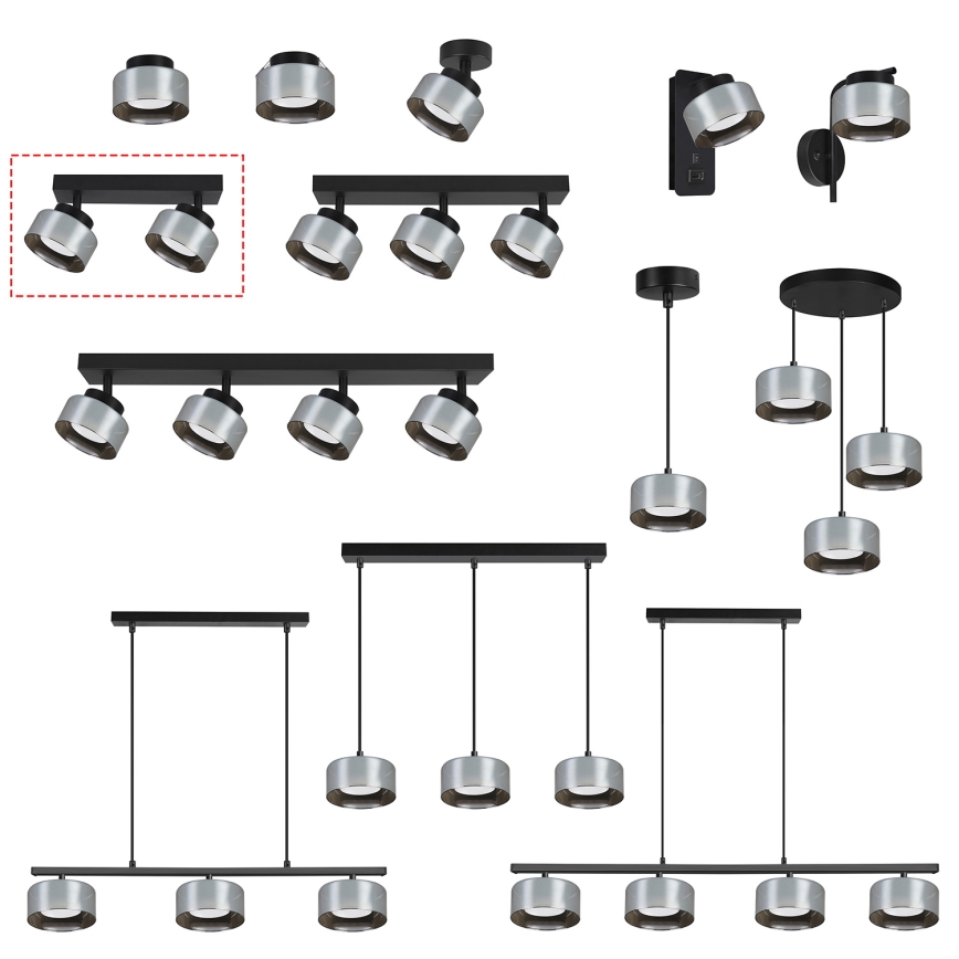 Brilagi - LED Σποτ οροφής AURA LUX 2xGX53/30W/230V μαύρο/καπνιστό