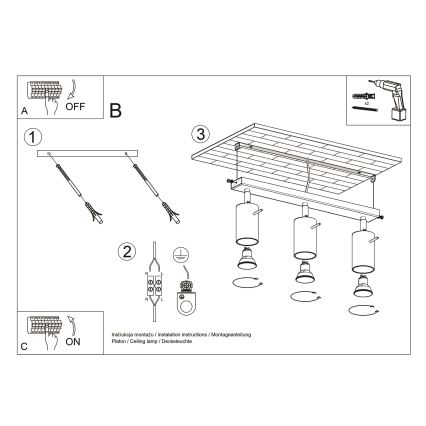 Brilagi -  LED Σποτ ASMUS 3xGU10/7W/230V μαύρο