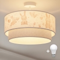 Brilagi - LED παιδική πλαφονιέρα BOBO 1xE27/10W/230V Ø 40 εκ. κρεμ/γκρι/με κουνελάκια