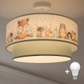 Brilagi - LED παιδική πλαφονιέρα BOBO 1xE27/60W/230V Ø 40 cm λευκό/πράσινο/με σχέδιο ζωάκια