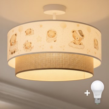 Brilagi - LED παιδική επιφανειακή πλαφονιέρα BOBO 1xE27/60W/230V διάμ. 40 εκ. λευκό/μπεζ/αρκουδάκια
