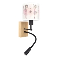Brilagi - LED παιδική ευλύγιστη επιτοίχια απλίκα BOBO WOOD 1xE27/25W/230V + LED/3W δρυς/μαύρο/λευκό/ροζ/μπαλαρίνες