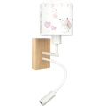 Brilagi - LED παιδική ευλύγιστη επιτοίχια λάμπα BOBO WOOD 1xE27/25W/230V + LED/3W δρυς/λευκό/κρεμ/κουνελάκια