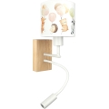 Brilagi - LED παιδική ευλύγιστη επιτοίχια λάμπα BOBO WOOD 1xE27/25W/230V + LED/3W δρυς/λευκό/ζωάκια