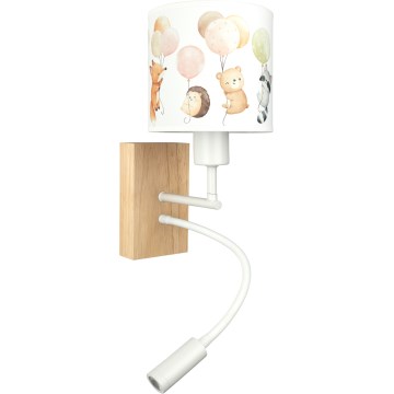 Brilagi - LED παιδική ευλύγιστη επιτοίχια λάμπα BOBO WOOD 1xE27/25W/230V + LED/3W δρυς/λευκό/ζωάκια