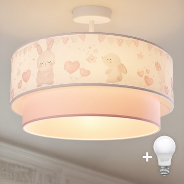 Brilagi-LED Παιδικό φωτιστικό οροφής BOBO 1xE27/60W/230V διάμ.40 cm κρεμ./ροζ./βασιλ.