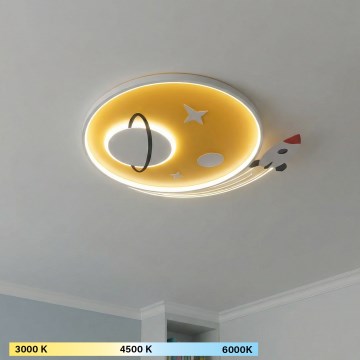 Brilagi -LED Παιδικό φωτιστικό οροφής STARSHIP LED/64W/230V 3000/4500K κίτρινο