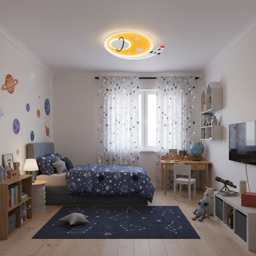 Brilagi -LED Παιδικό φωτιστικό οροφής STARSHIP LED/64W/230V 3000/4500K κίτρινο