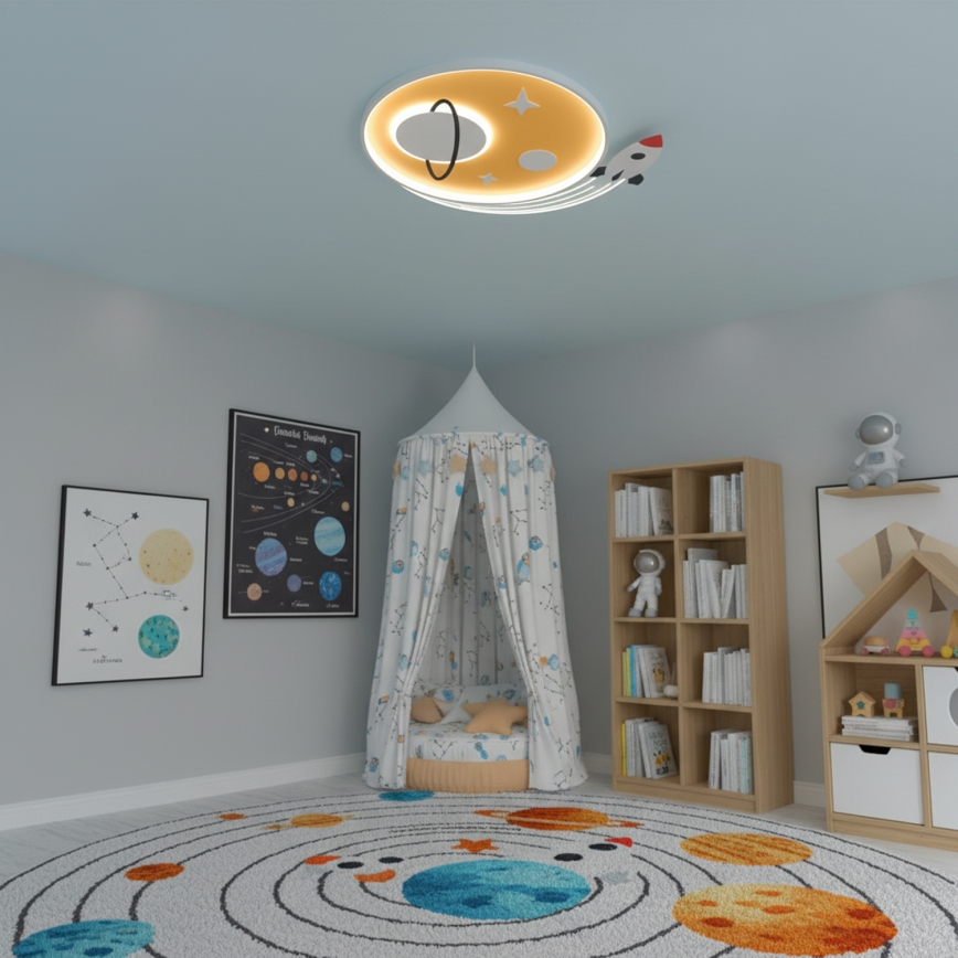 Brilagi -LED Παιδικό φωτιστικό οροφής STARSHIP LED/64W/230V 3000/4500K κίτρινο
