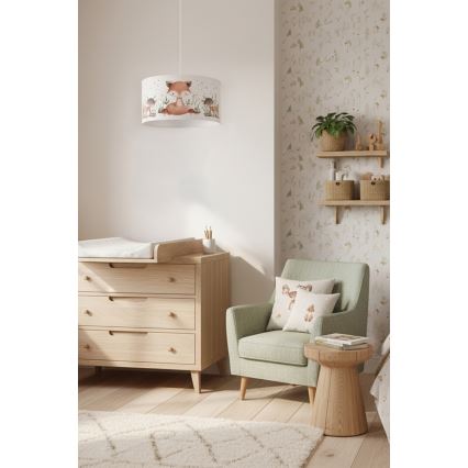 Brilagi - LED παιδικό κρεμαστό φωτιστικό με καλώδιο BOBO 1xE27/10W/230V Ø 35 cm λευκό/ζωάκια