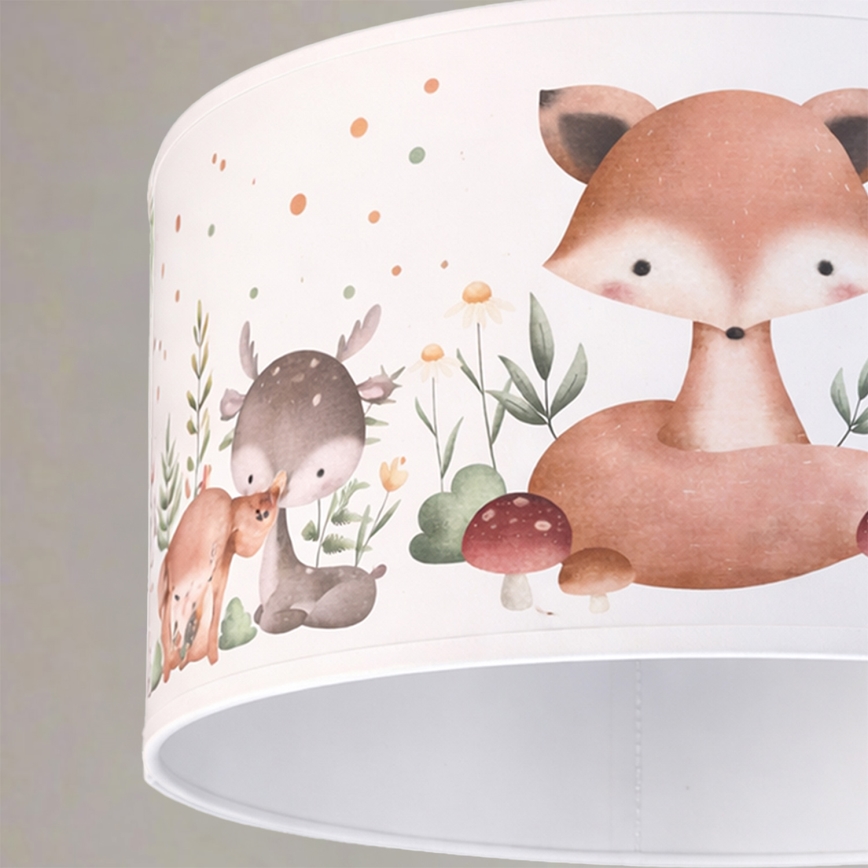 Brilagi - LED παιδικό κρεμαστό φωτιστικό με καλώδιο BOBO 1xE27/10W/230V Ø 35 cm λευκό/ζωάκια