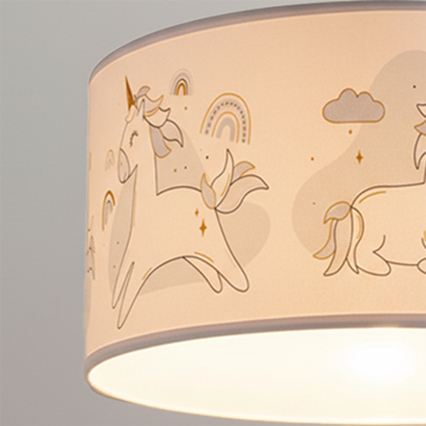 Brilagi - Παιδικό κρεμαστό φωτιστικό LED σε καλώδιο BOBO 1xE27/10W/230V διάμ. 35 cm λευκό/μονόκεροι