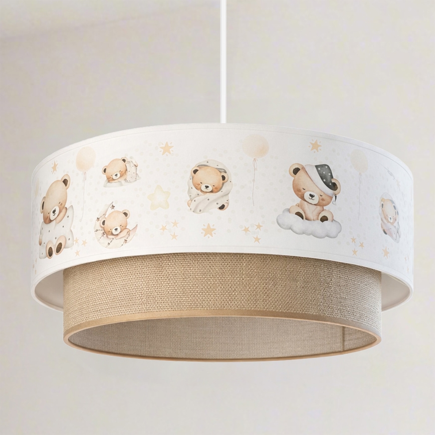 Brilagi - Παιδικός πολυέλαιος LED με καλώδιο BOBO 1xE27/10W/230V Ø 40 cm λευκό/μπεζ/αρκουδάκια