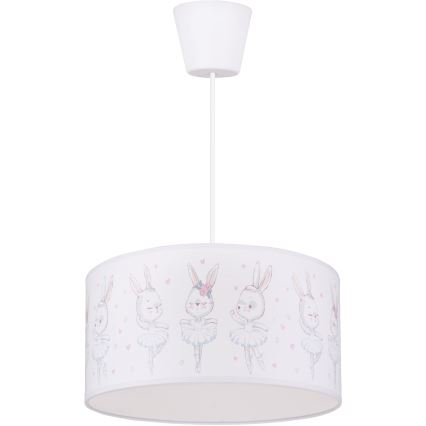 Brilagi - LED παιδικό κρεμαστό φωτιστικό με καλώδιο BOBO 1xE27/60W/230V Ø 35 cm λευκό/κουνελάκια