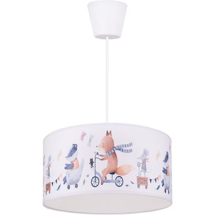 Brilagi - LED παιδικό κρεμαστό φωτιστικό με καλώδιο BOBO 1xE27/60W/230V Ø 35 cm λευκό/ζωάκια