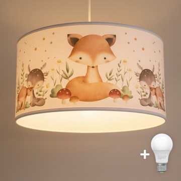 Brilagi - LED παιδικό κρεμαστό φωτιστικό με καλώδιο BOBO 1xE27/60W/230V Ø 35 cm λευκό/ζωάκια