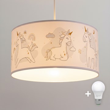 Brilagi - LED παιδικό κρεμαστό φωτιστικό με καλώδιο BOBO 1xE27/60W/230V Ø 35 cm λευκό/μονόκεροι