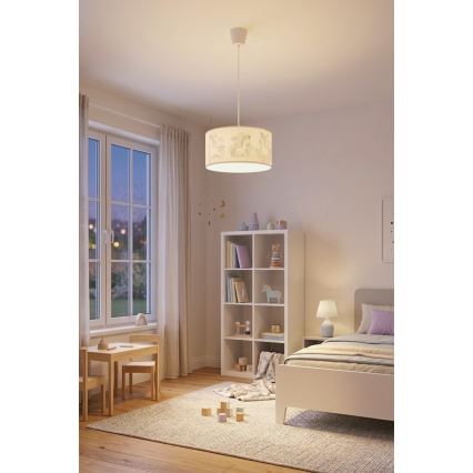 Brilagi - LED παιδικό κρεμαστό φωτιστικό με καλώδιο BOBO 1xE27/60W/230V Ø 35 cm λευκό/μονόκεροι
