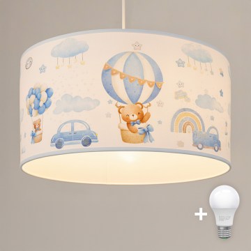Brilagi - LED Παιδικό κρεμαστό φωτιστικό με καλώδιο BOBO 1xE27/60W/230V Ø 35 cm μπλε/αρκουδάκια