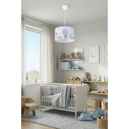 Brilagi - LED Παιδικό κρεμαστό φωτιστικό με καλώδιο BOBO 1xE27/60W/230V Ø 35 cm μπλε/αρκουδάκια
