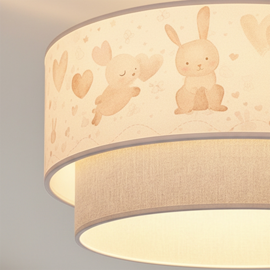 Brilagi - LED παιδική πλαφονιέρα BOBO 1xE27/10W/230V Ø 40 εκ. κρεμ/γκρι/με κουνελάκια
