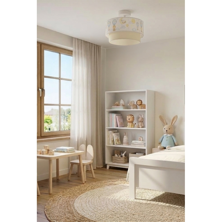 Brilagi - LED παιδική πλαφονιέρα BOBO, 1xE27/60W/230V, διάμ. 40 cm, λευκό/μπεζ/ζωάκια