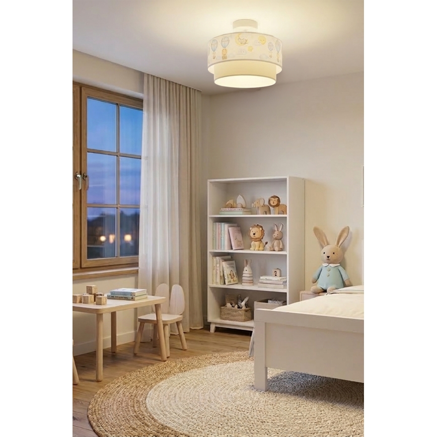 Brilagi - LED παιδική πλαφονιέρα BOBO, 1xE27/60W/230V, διάμ. 40 cm, λευκό/μπεζ/ζωάκια