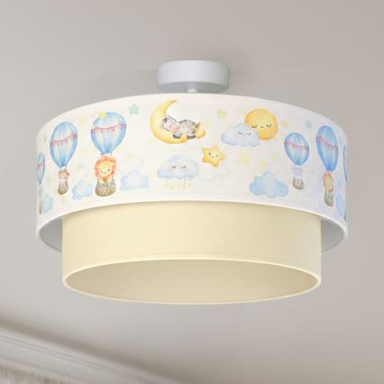 Brilagi - LED παιδική πλαφονιέρα BOBO, 1xE27/60W/230V, διάμ. 40 cm, λευκό/μπεζ/ζωάκια
